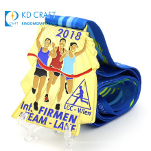 Design metal zinc alloy gold plate winner award medals custom large running enamel logo fun run finisher medal with lanyard